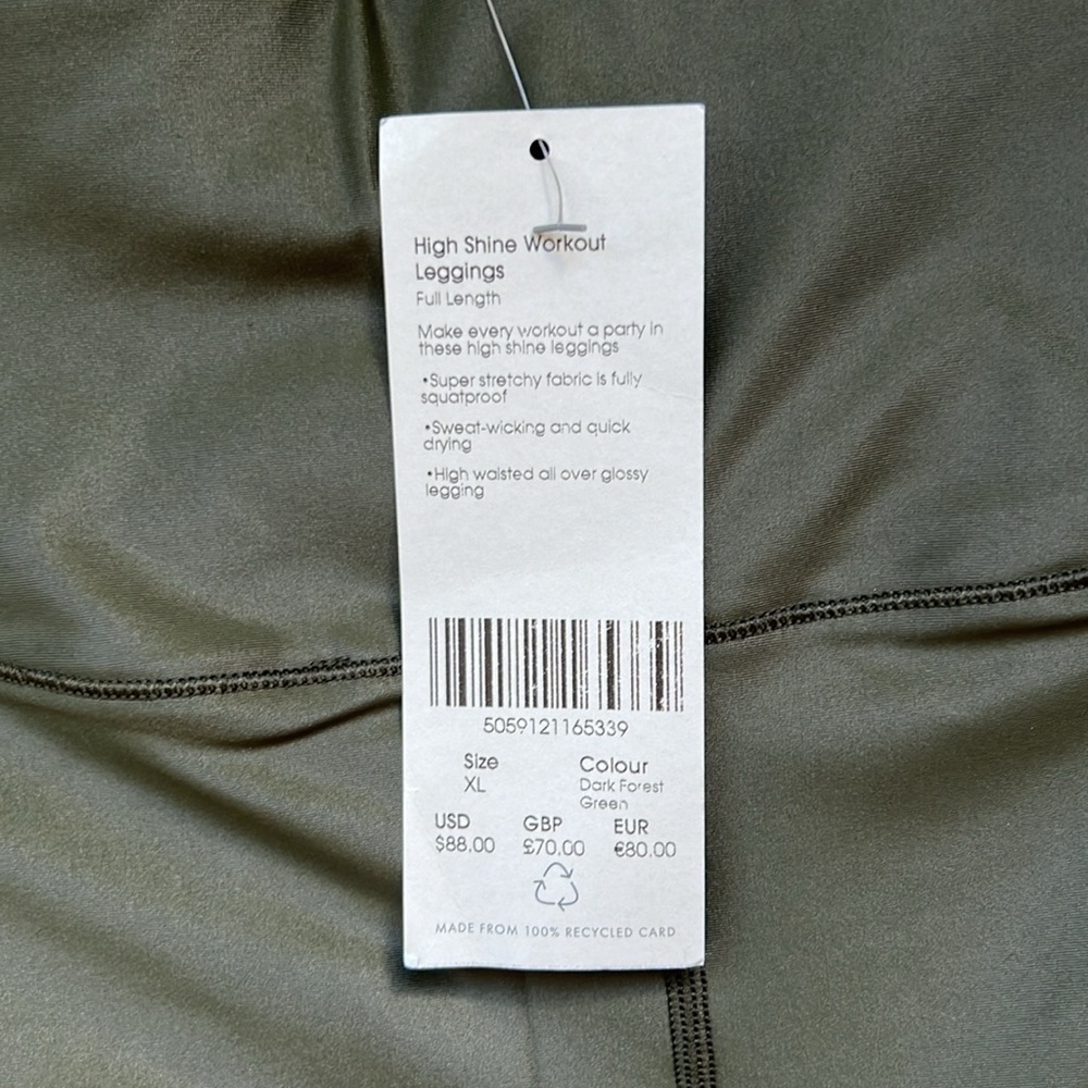 Sweaty Betty High Shine Workout Leggings Dark Forest Green XL NWT - Picture 6 of 12